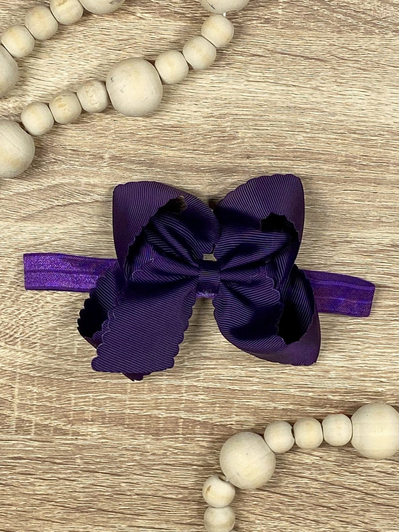 Classic Scalloped Bow - Headband - 4.5"