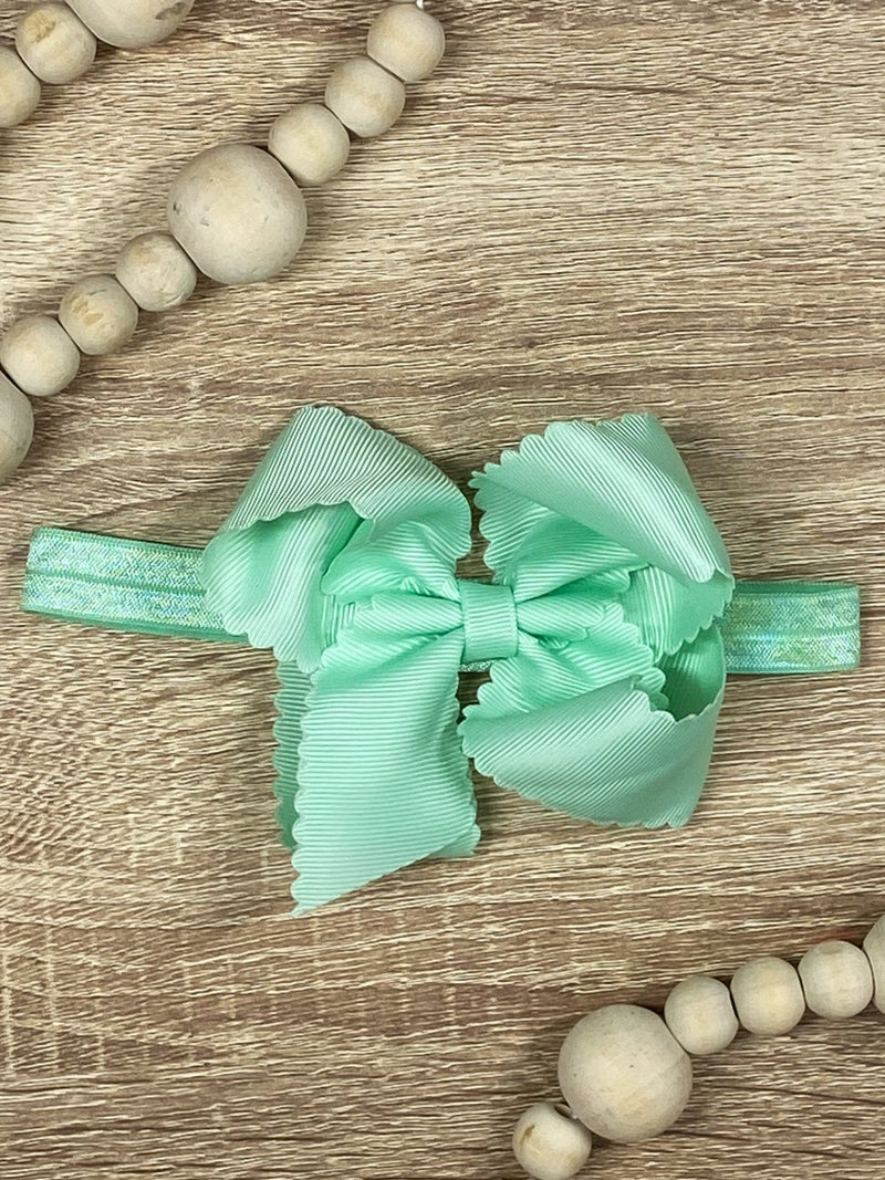 Classic Scalloped Bow - Headband - 4.5"