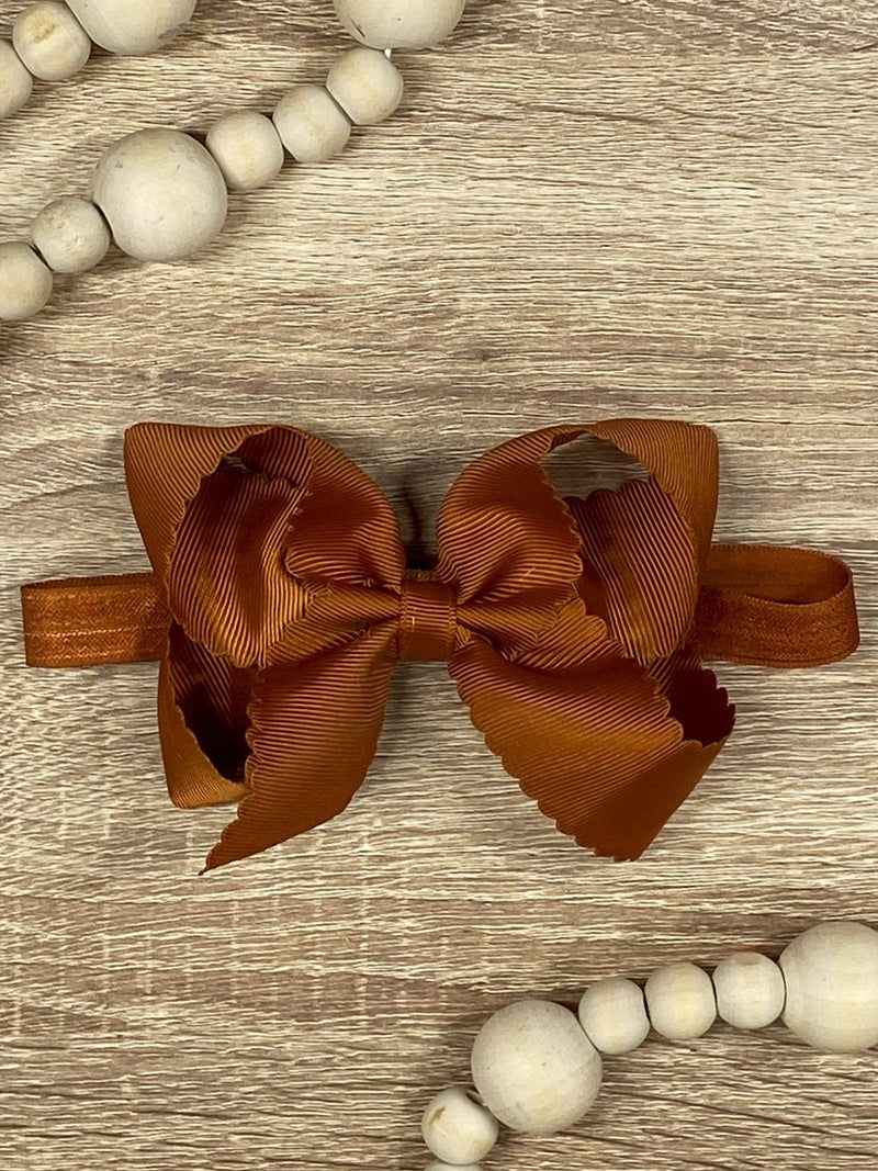 Classic Scalloped Bow - Headband - 4.5"