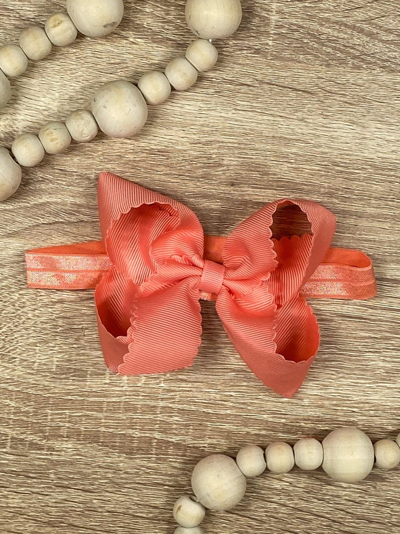 Classic Scalloped Bow - Headband - 4.5"