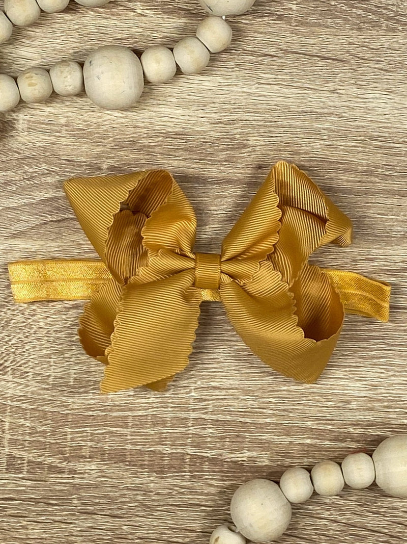 Classic Scalloped Bow - Headband - 4.5"