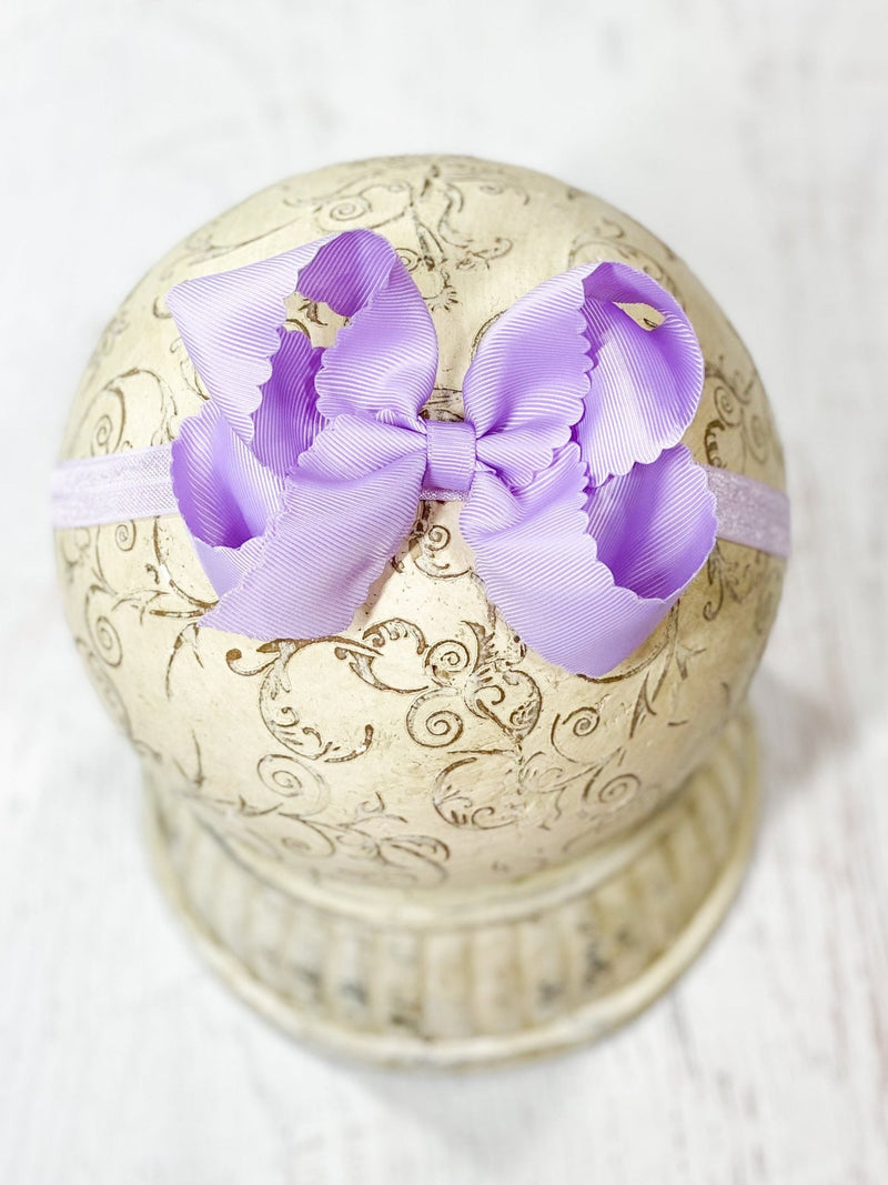 Classic Scalloped Bow - Headband - 4.5"