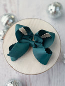 4.5" Classic Scalloped Hair Bow | Clip or Headband