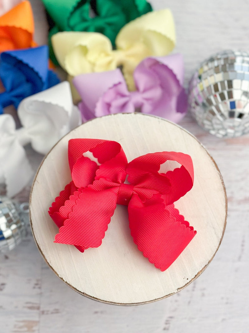 Classic Scalloped Bows - Alligator Clip - 4.5"