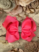 Classic Size Rhinestone Center Hair Bows - Alligator Clip - 4.5"