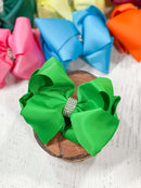 Classic Size Rhinestone Center Hair Bows - Alligator Clip - 4.5"