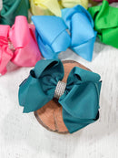 Classic Size Rhinestone Center Hair Bows - Alligator Clip - 4.5"