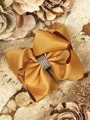 Classic Size Rhinestone Center Hair Bows - Alligator Clip - 4.5"