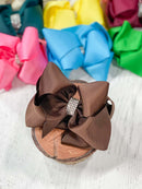 Classic Size Rhinestone Center Hair Bows - Alligator Clip - 4.5"