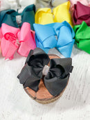 Classic Size Rhinestone Center Hair Bows - Alligator Clip - 4.5"