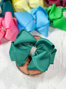 Classic Size Rhinestone Center Hair Bows - Alligator Clip - 4.5"