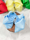 Classic Size Rhinestone Center Hair Bows - Alligator Clip - 4.5"