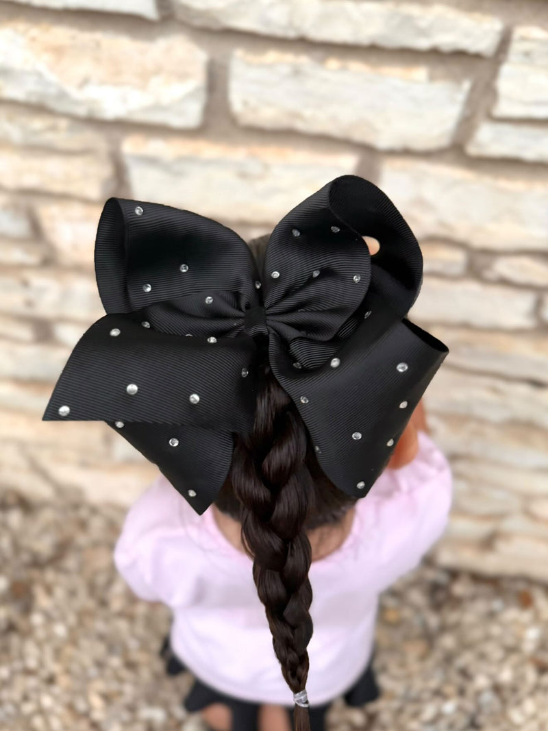 Clear Rhinestone Hair Bow - Alligator Clip - 5.5"