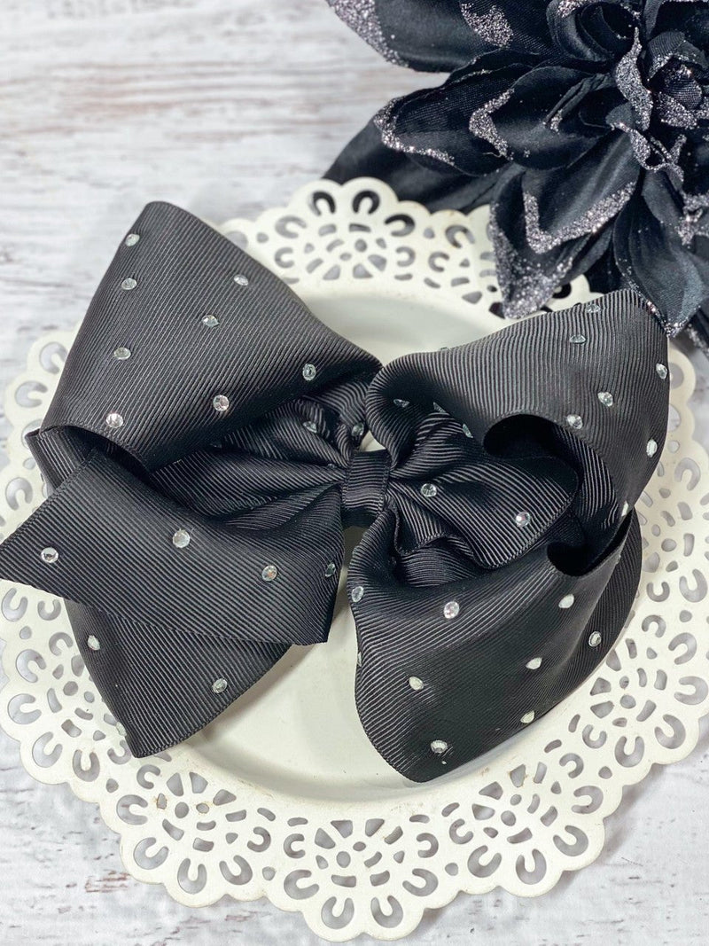 Clear Rhinestone Hair Bow - Alligator Clip - 5.5"