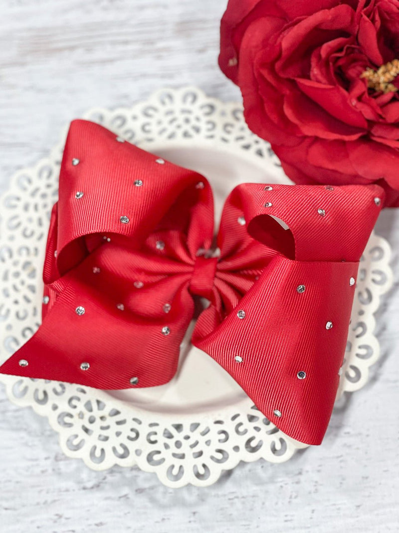 Clear Rhinestone Hair Bow - Alligator Clip - 5.5"