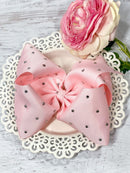 Clear Rhinestone Hair Bow - Alligator Clip - 5.5"