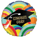 17" Congrats Grad Rainbow Mylar Balloon – Colorful Graduation Celebration