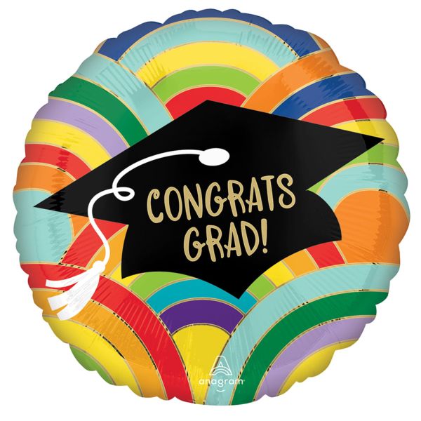 17" Congrats Grad Rainbow Mylar Balloon – Colorful Graduation Celebration