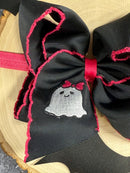 Cute Ghost Embroidered Moonstitch Bow Headband