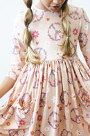 SALE Flower Child 3/4 Sleeve Pocket Twirl Dress