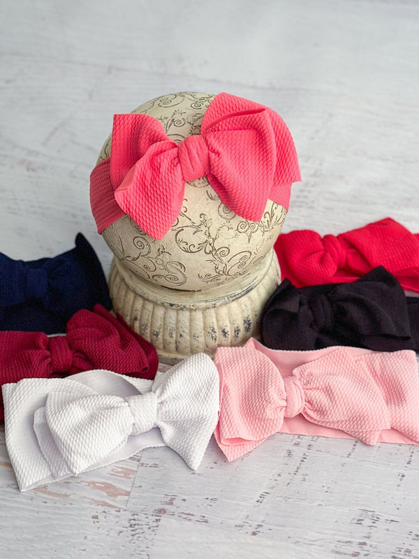 Double Bow Headbands - Solid Colors (White only)