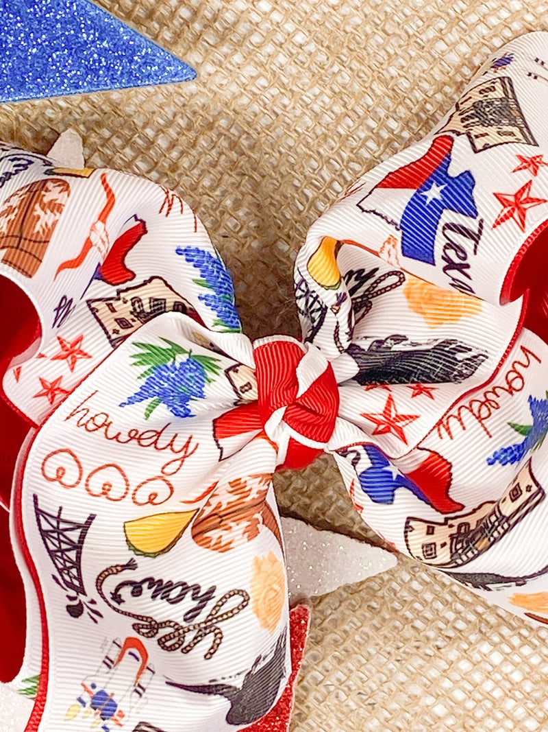 Double Layer Texas Print Hair Bow