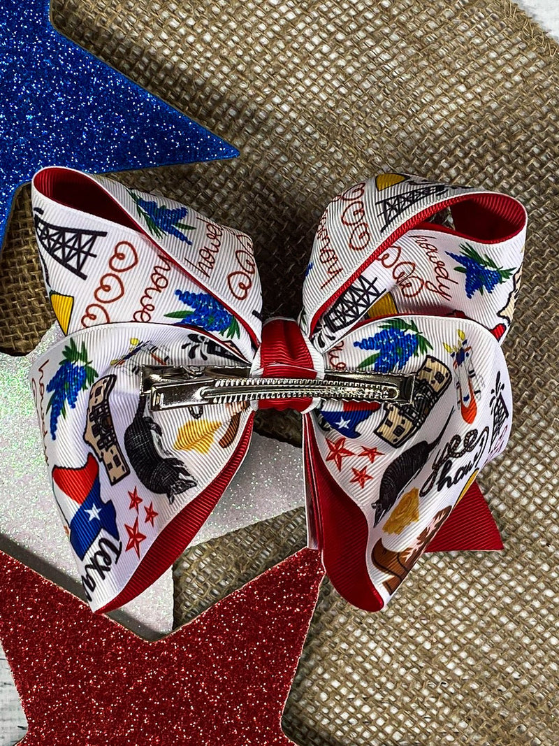 Double Layer Texas Print Hair Bow