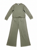Tween Rhinestone Stripe French Terry Set – Olive (Top & Pants Sold Separately)
