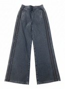 Tween Rhinestone Stripe French Terry Wide-Leg Pant – Grey Wash