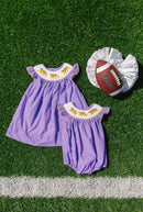 Girls Purple Tiger Smocked Dress – LSU-Inspired Gingham Tiger Bishop Dress | The Prissy Pelican Boutique Bossier City, LA