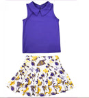 Girls Purple & Gold Gameday Cheer Set – Geaux Fight Win Top & Skort