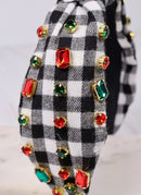 Pammy Plaid Jeweled Headband