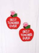 Best Teacher Ever Apple Beaded Earrings | Teacher Appreciation Statement Earrings | Bossier City, LA