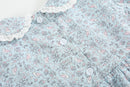 Floral Blue Dove Smocked Collared Dress