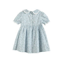 Floral Blue Dove Smocked Collared Dress