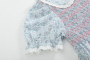 Floral Blue Dove Smocked Collared Dress