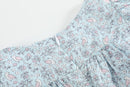 Floral Blue Dove Smocked Flutter Dress