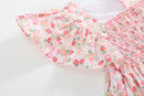 Floral Strawberry Smocked Flutter Dress