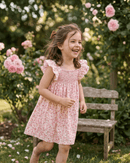 Floral Strawberry Smocked Flutter Dress