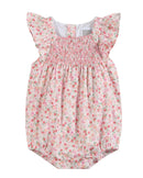 Floral Strawberry Smocked Flutter Romper