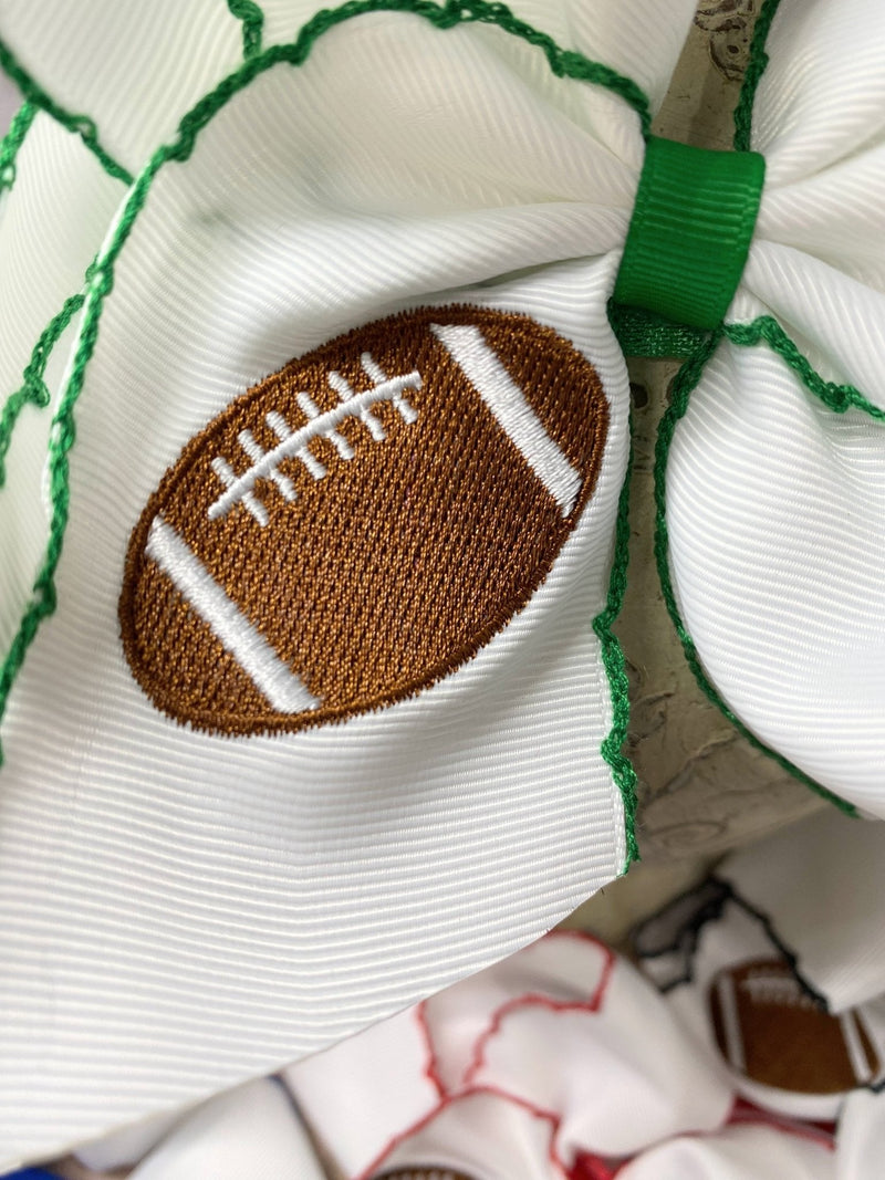 Football Embroidered Moonstitch Bow Headbands