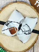 Football Embroidered Moonstitch Bow Headbands