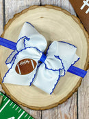 Football Embroidered Moonstitch Bow Headbands