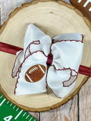 Football Embroidered Moonstitch Bow Headbands