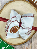 Football Embroidered Moonstitch Hair Bow | Clip or Headband