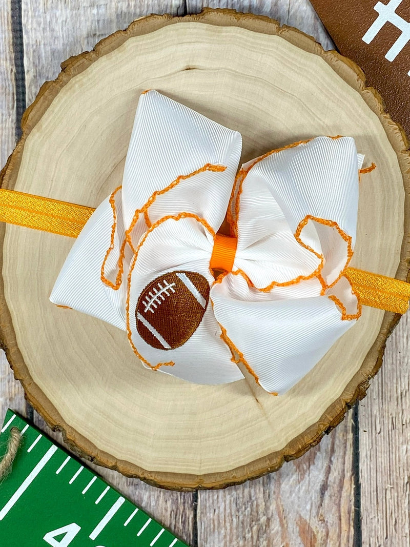 Football Embroidered Moonstitch Bow Headbands