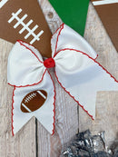 Football Embroidered Moonstitch Cheer Bows