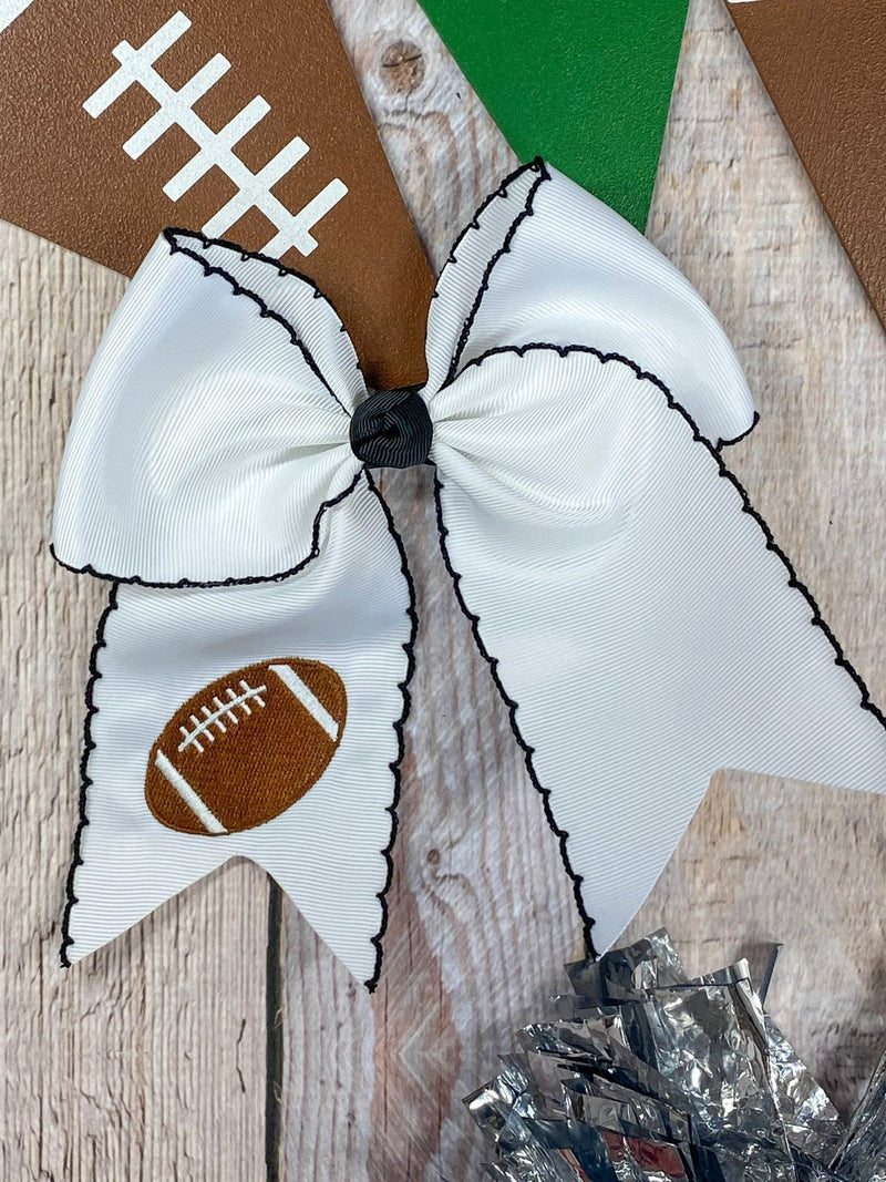 Football Embroidered Moonstitch Cheer Bows