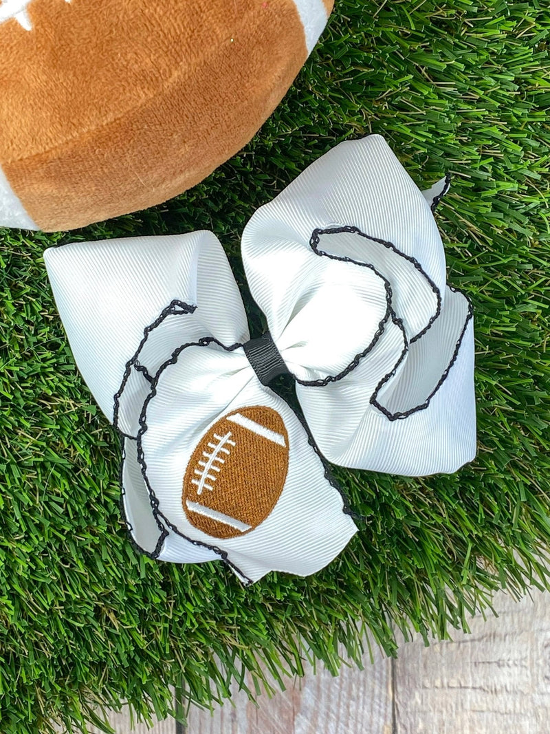 Football Embroidered Moonstitch Hair Bows