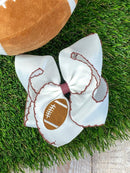 Football Embroidered Moonstitch Hair Bows